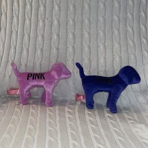 PINK by Victoria’s Secret Set of 2 Purple & Pink Velvet Dogs🐕‍🦺